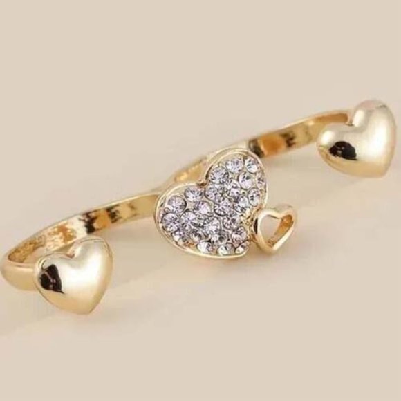 FASHION FUN 4 HEARTS ADD UP TO LOTS OF LOVE  DOUBLE FINGER *NEW* RING B - Picture 2 of 2